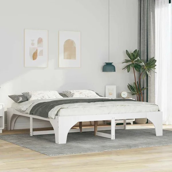 Cadre de lit Blanc 200 x 200 cm Pin massif