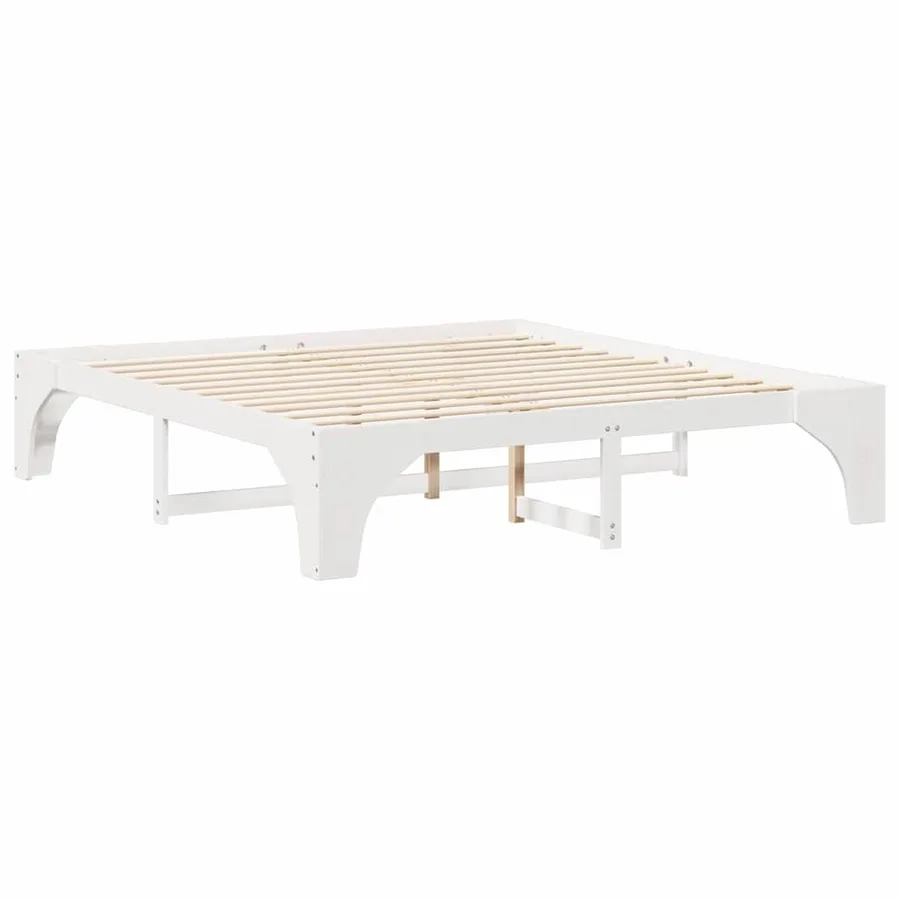 Cadre de lit Blanc 200 x 200 cm Pin massif - 4