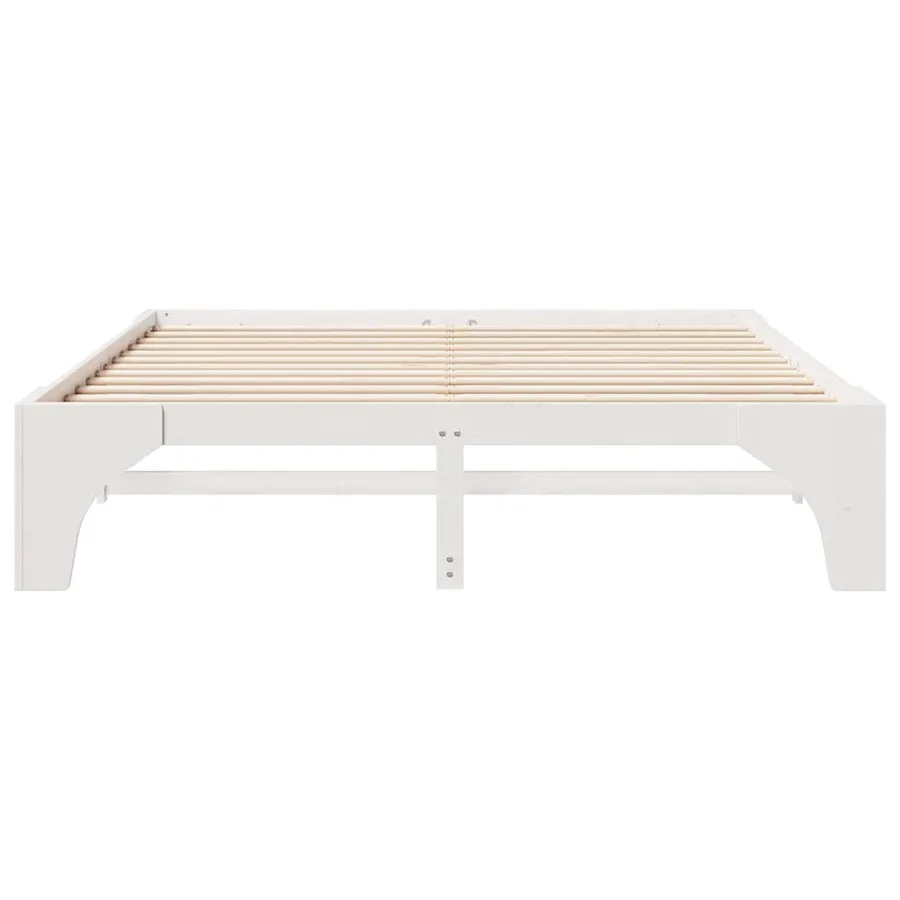 Cadre de lit Blanc 200 x 200 cm Pin massif - 5