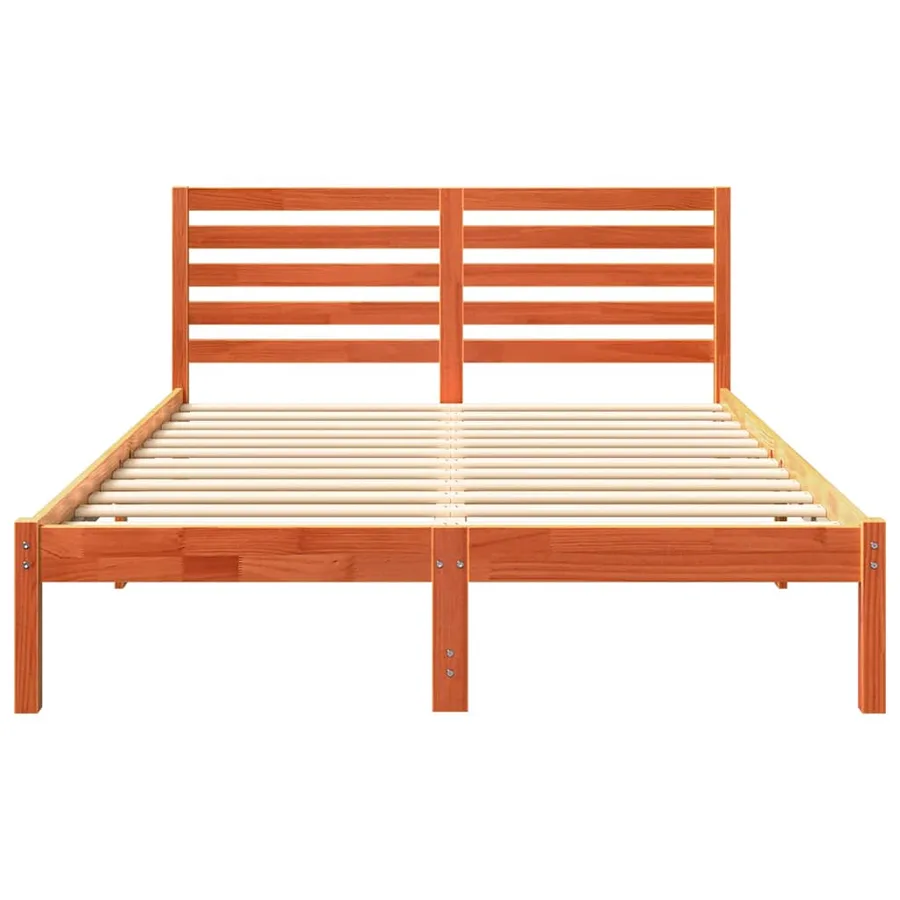Cadre de lit avec tête de lit Brun cire 135 x 190 cm Pin massif - 5
