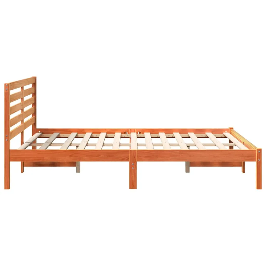 Cadre de lit avec tête de lit Brun cire 135 x 190 cm Pin massif - 6