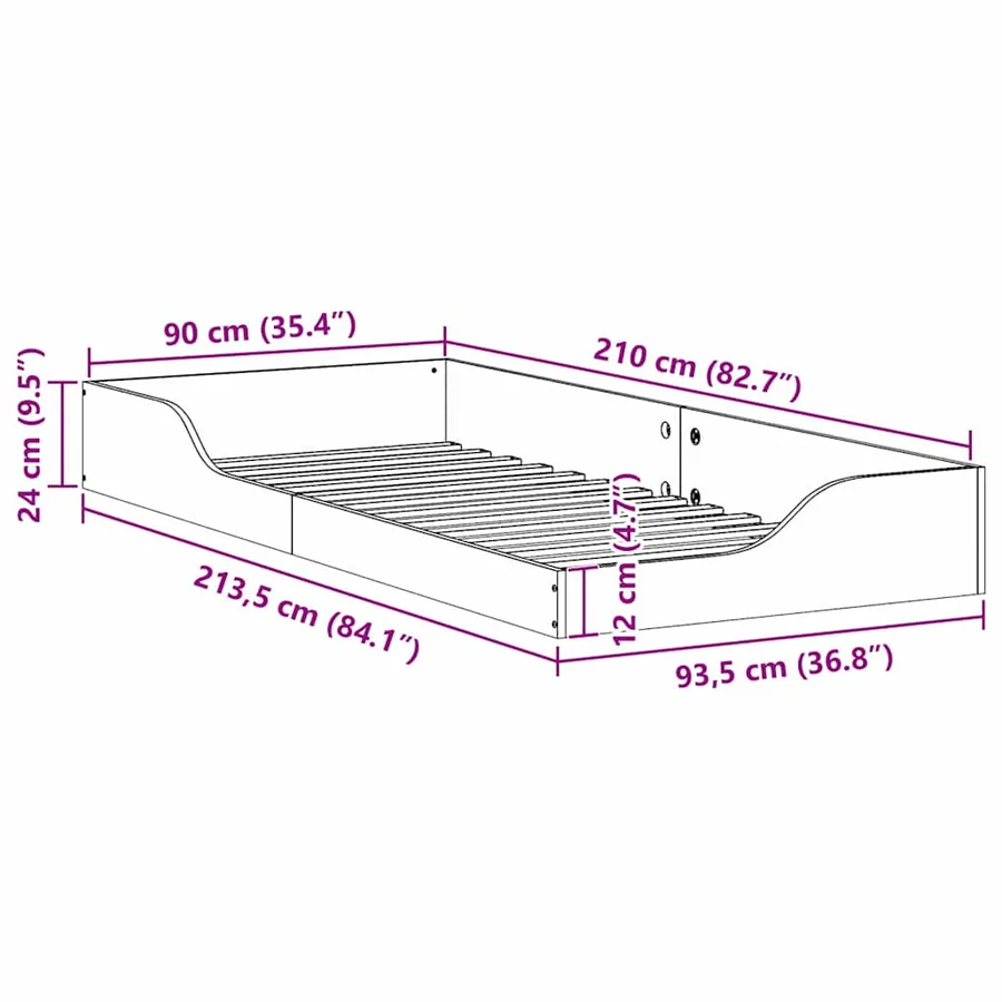 Cadre de lit Marron 90 x 210 cm Pin massif - 8