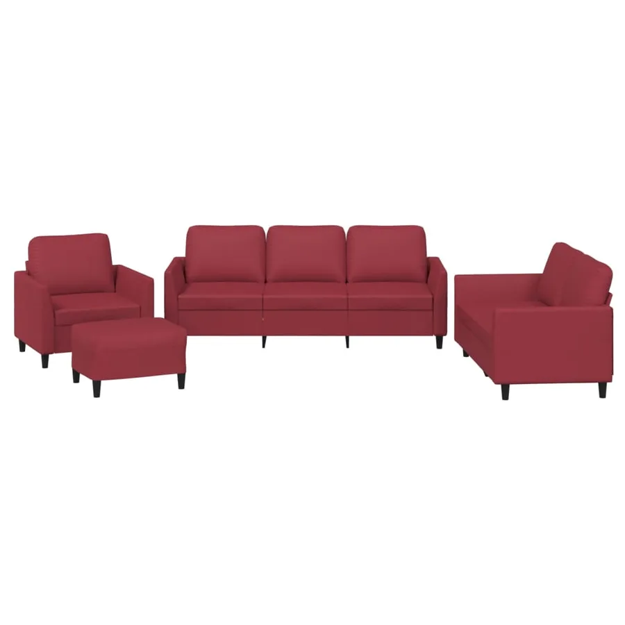 Ensemble de canapés 4 pcs et coussins Rouge bordeaux Similicuir - 2