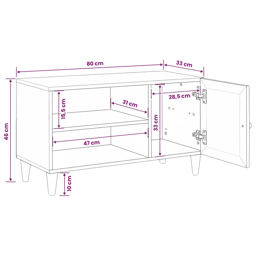 Unites TV Marron Clair 80 x 33 x 46 cm Bois d'ingénierie - 11