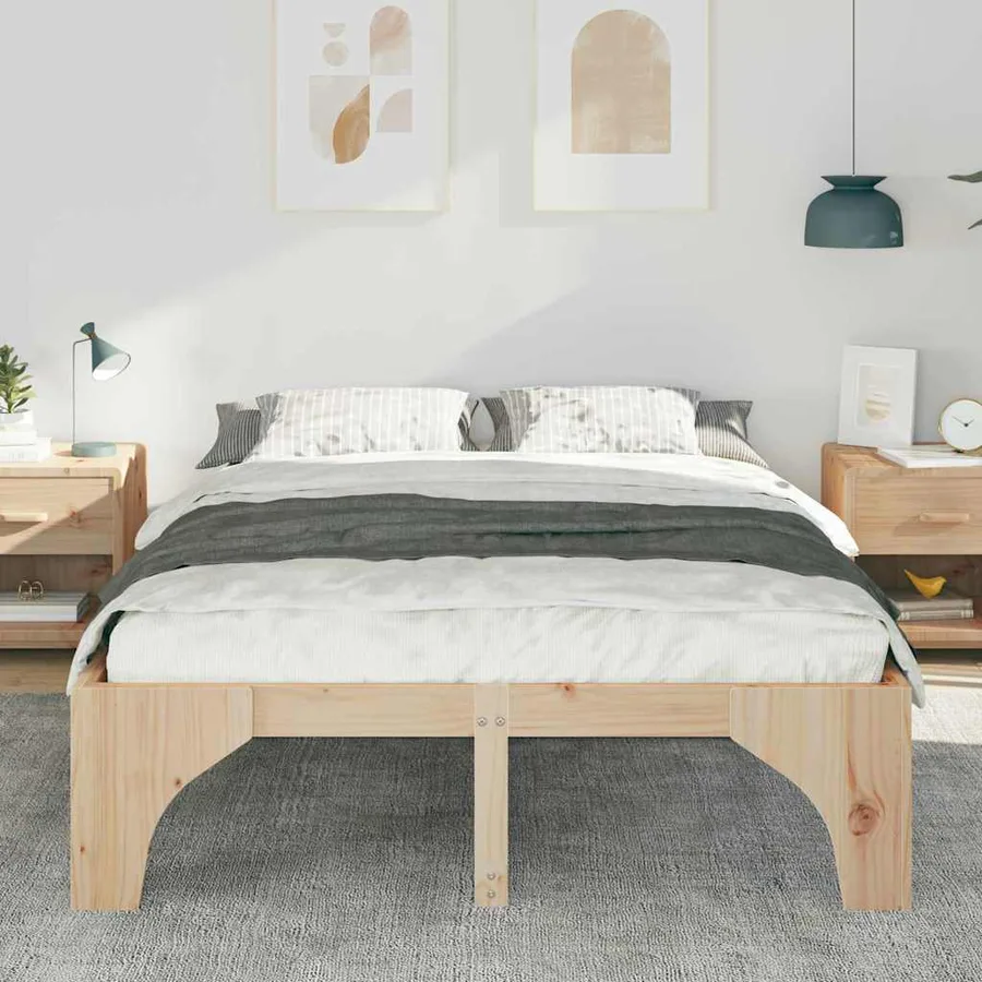 Cadre de lit Marron 160 x 200 cm Pin massif - 3