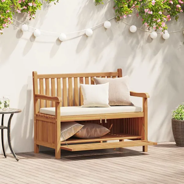 Banc de jardin avec porte 114 x 60 x 90 cm Bois de teck massif