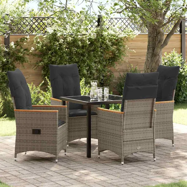 Ensemble de salle à manger pour jardin 5 pcs Gris polyrotin