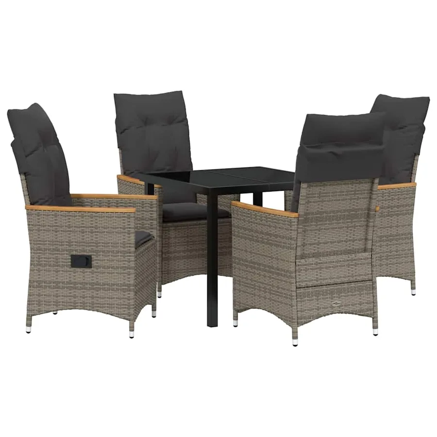 Ensemble de salle à manger pour jardin 5 pcs Gris polyrotin - 2