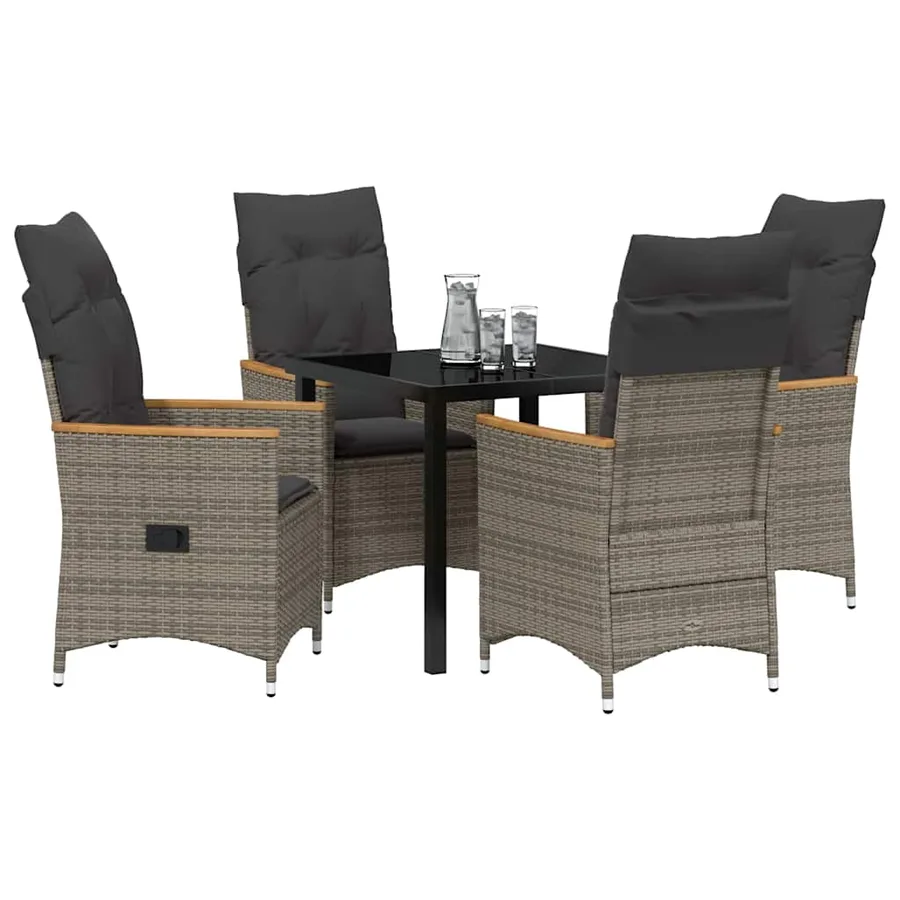 Ensemble de salle à manger pour jardin 5 pcs Gris polyrotin - 3