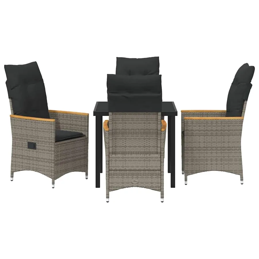 Ensemble de salle à manger pour jardin 5 pcs Gris polyrotin - 7