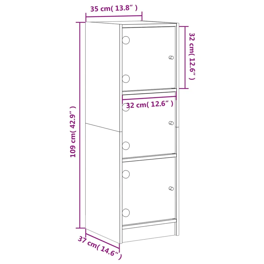 Buffet avec portes en verre blanc 35x37x109 cm - 11