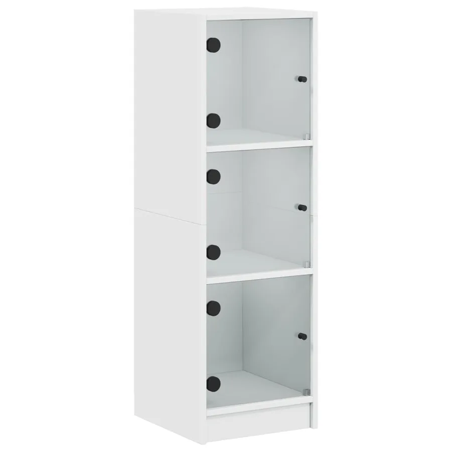 Buffet avec portes en verre blanc 35x37x109 cm - 2