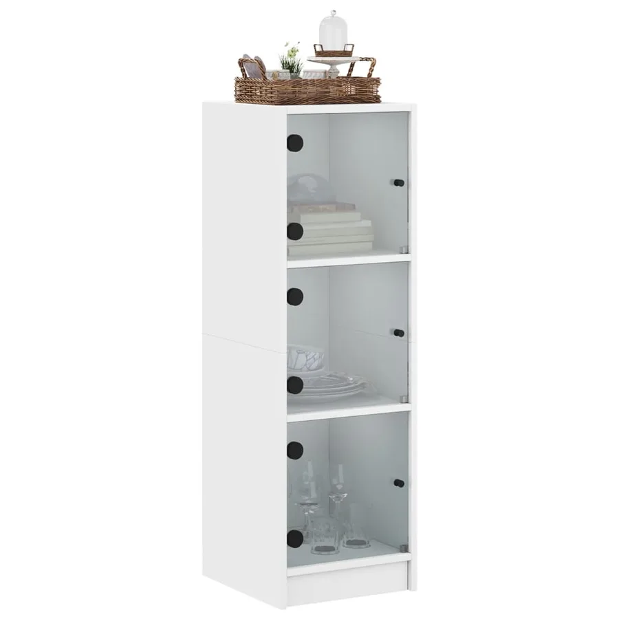 Buffet avec portes en verre blanc 35x37x109 cm - 4