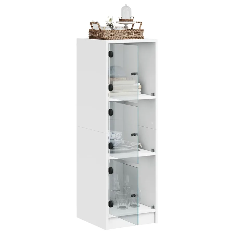 Buffet avec portes en verre blanc 35x37x109 cm - 5