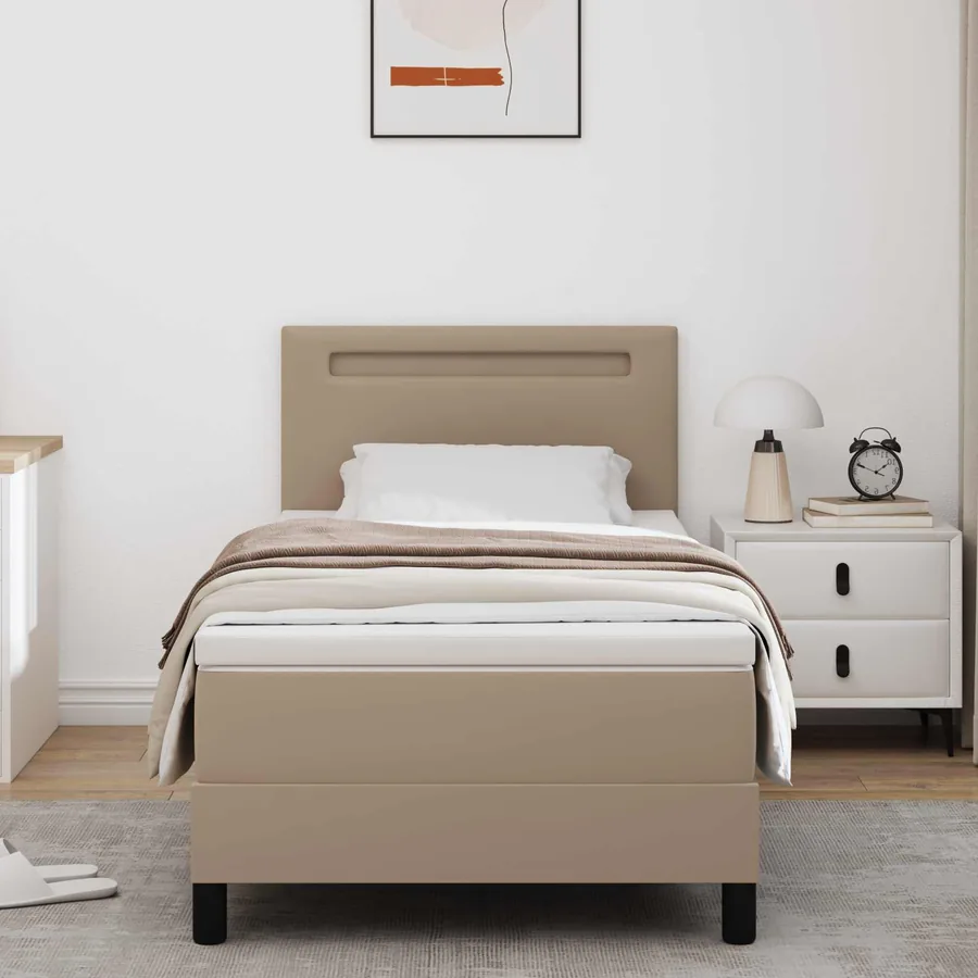 Lit à ressorts avec matelas Cappuccino 100 x 200 cm Simili cuir