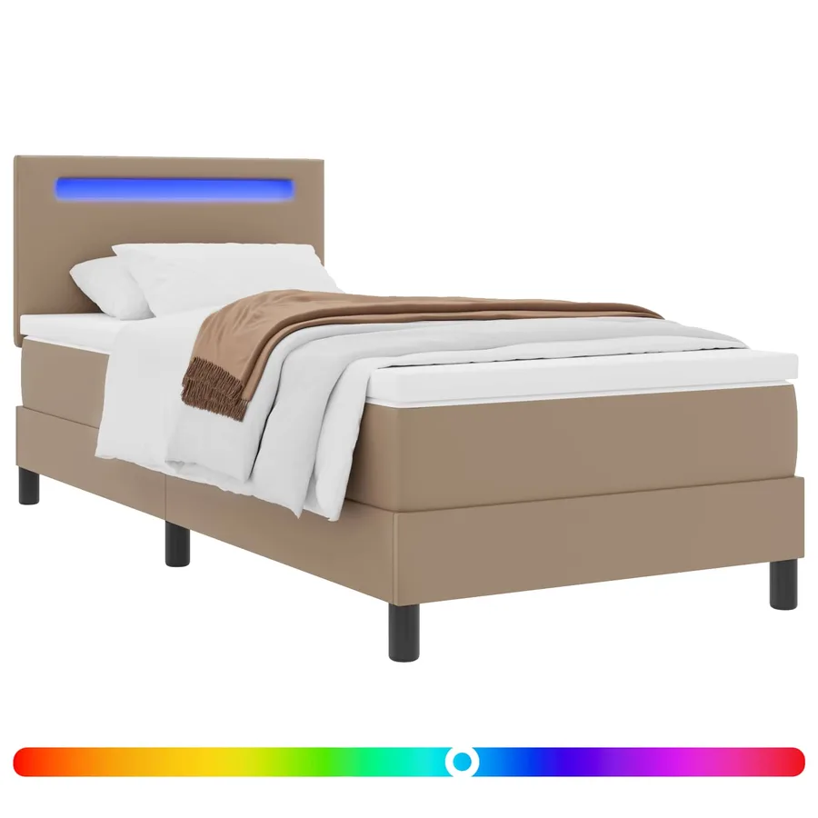 Lit à ressorts avec matelas Cappuccino 100 x 200 cm Simili cuir - 2
