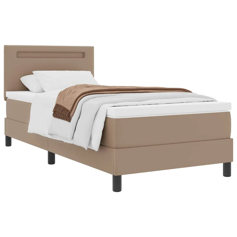 Lit à ressorts avec matelas Cappuccino 100 x 200 cm Simili cuir - 3