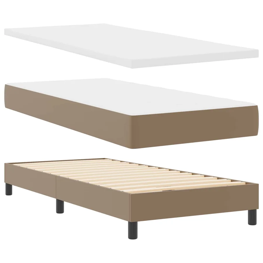 Lit à ressorts avec matelas Cappuccino 100 x 200 cm Simili cuir - 6