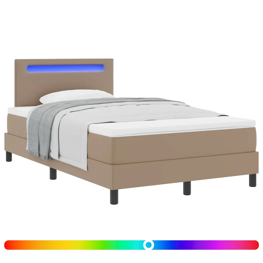 Lit à ressorts avec matelas Cappuccino 120 x 200 cm Simili cuir - 2