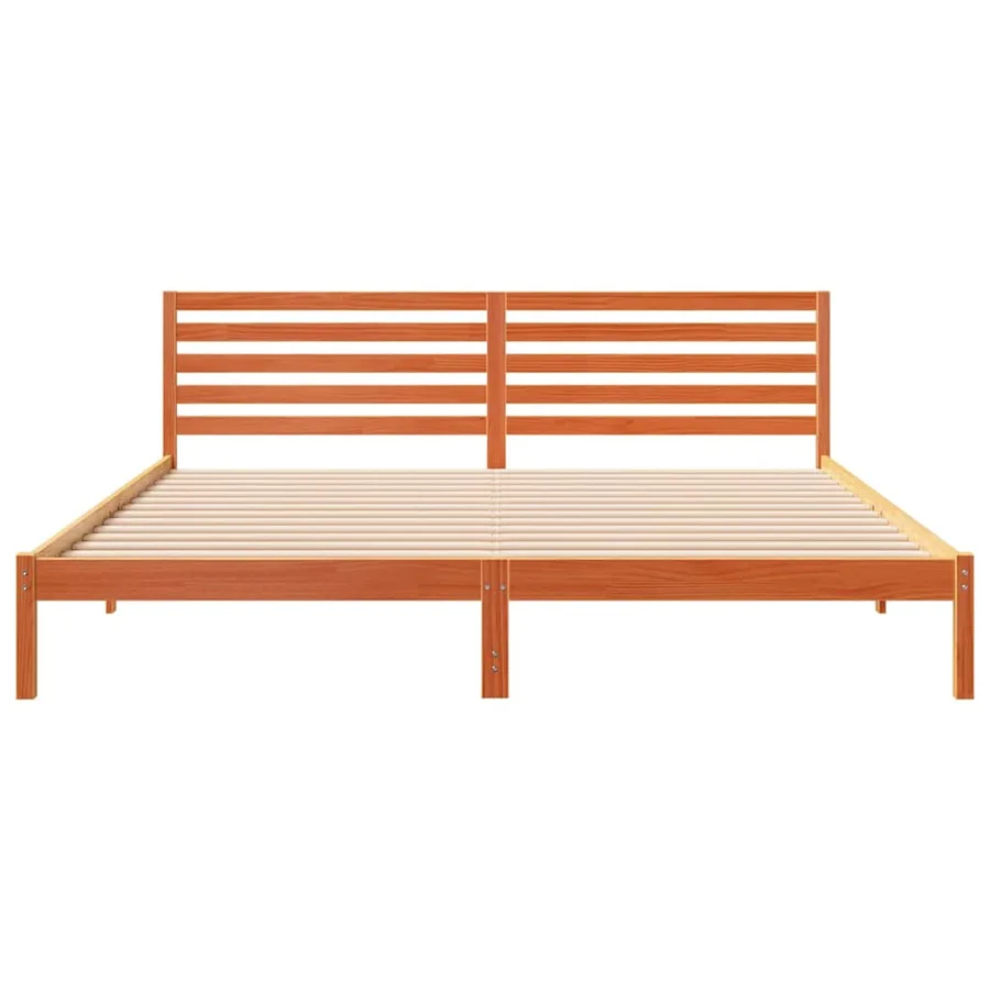Cadre de lit avec tête de lit Brun cire 200 x 210 cm Pin massif - 5
