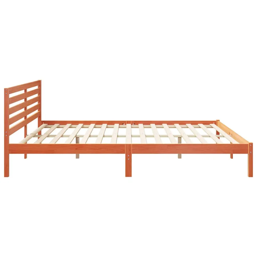 Cadre de lit avec tête de lit Brun cire 200 x 210 cm Pin massif - 6