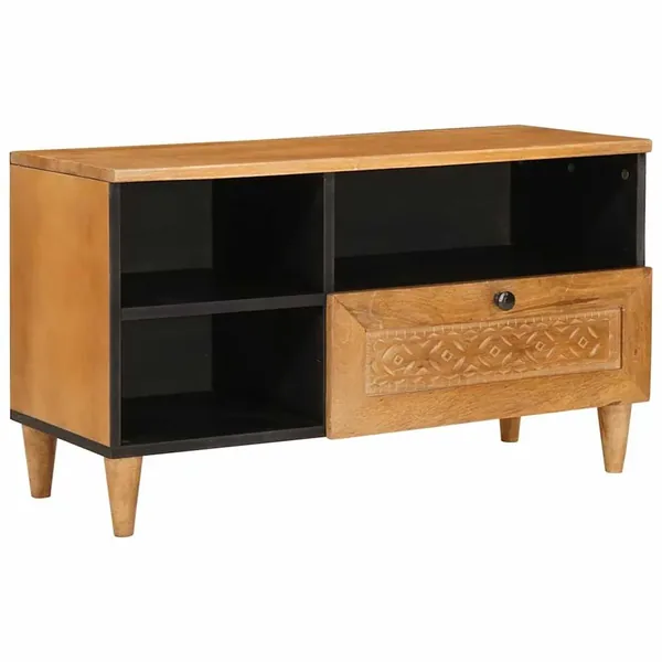 Meuble TV avec tiroir 80 x 33 x 46 cm Bois de mangue massif