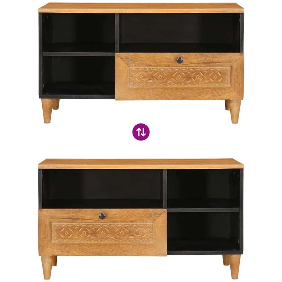 Meuble TV avec tiroir 80 x 33 x 46 cm Bois de mangue massif - 10
