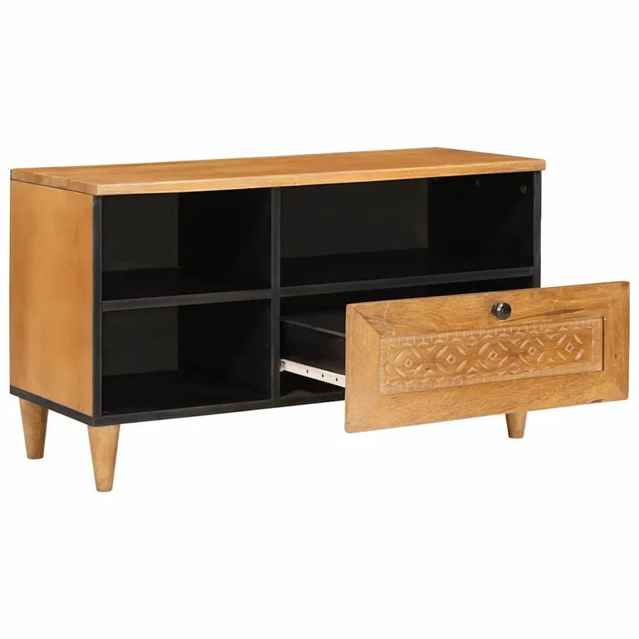 Meuble TV avec tiroir 80 x 33 x 46 cm Bois de mangue massif - 2