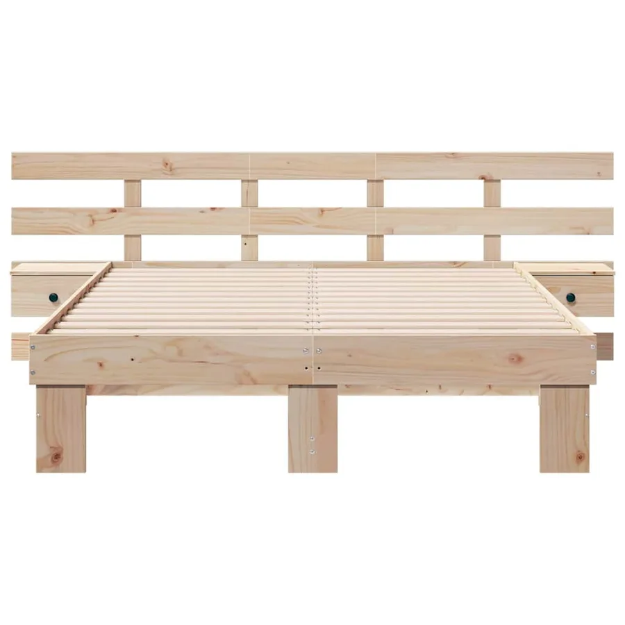 Cadre de lit avec tête de lit Marron 140 x 190 cm Pin massif - 5