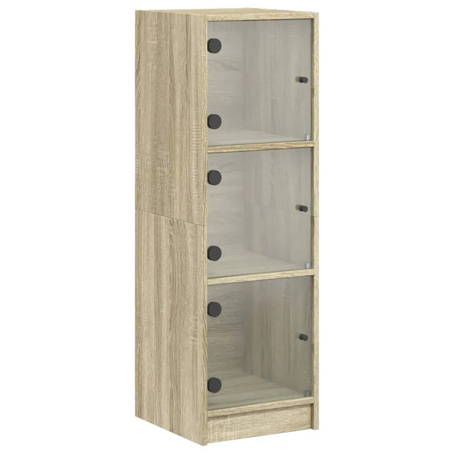 Buffet avec portes en verre chêne sonoma 35x37x109 cm - 2
