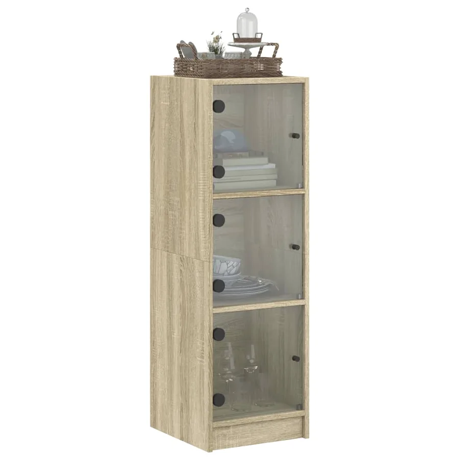 Buffet avec portes en verre chêne sonoma 35x37x109 cm - 4