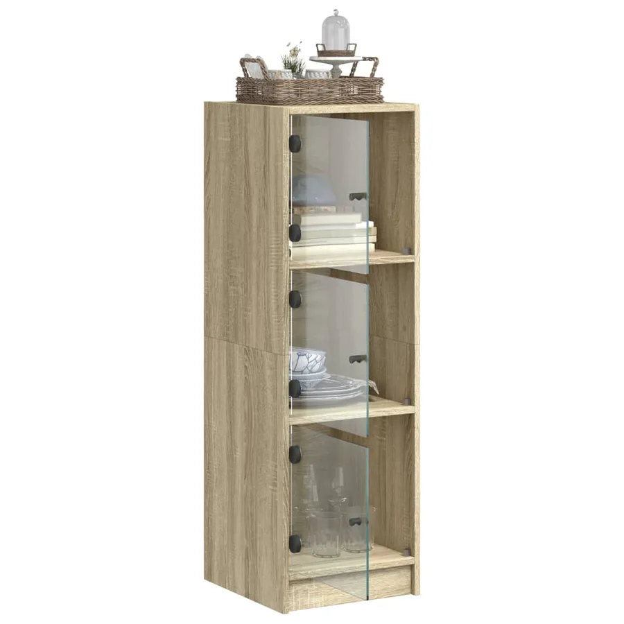 Buffet avec portes en verre chêne sonoma 35x37x109 cm - 5