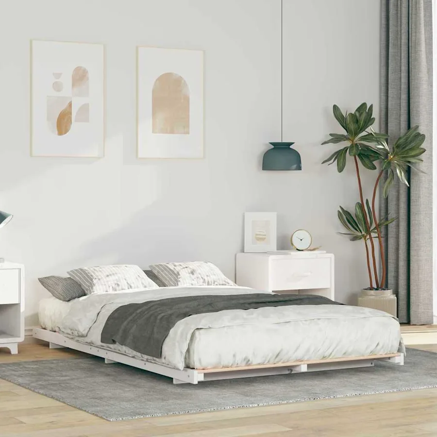Cadre de lit Blanc 120 x 190 cm Pin massif
