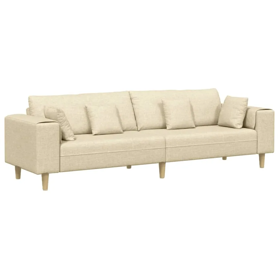 Canapé avec coussin Crème 250 x 77 x 76 cm tissu - 2