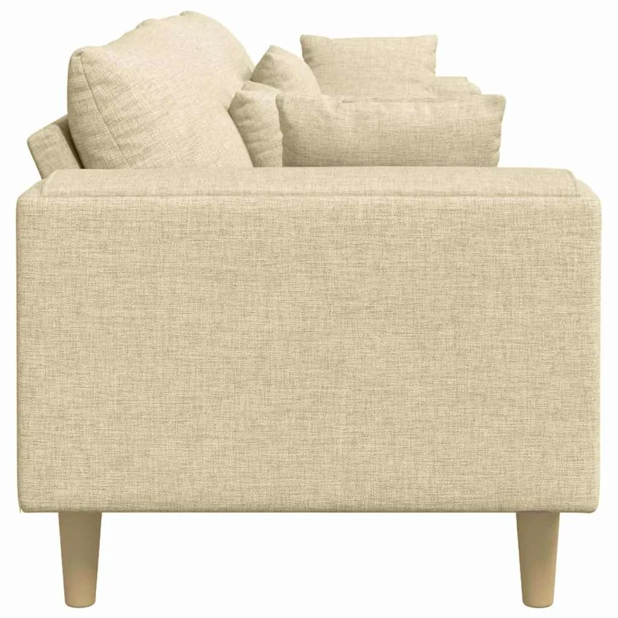 Canapé avec coussin Crème 250 x 77 x 76 cm tissu - 5