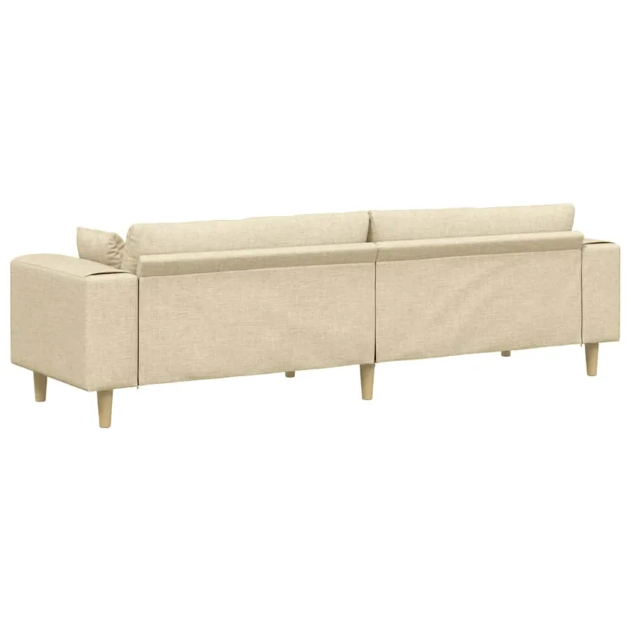 Canapé avec coussin Crème 250 x 77 x 76 cm tissu - 6