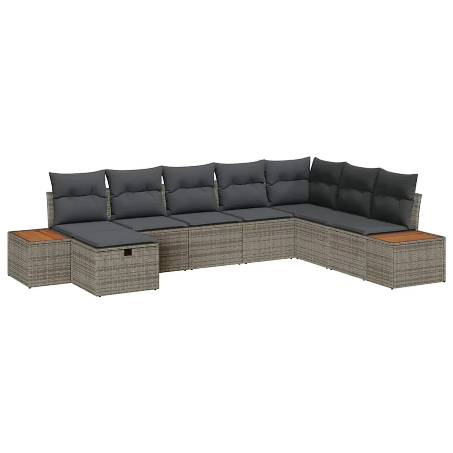 Ensemble de canapé de jardin avec coussin Gris polyrotin - 2