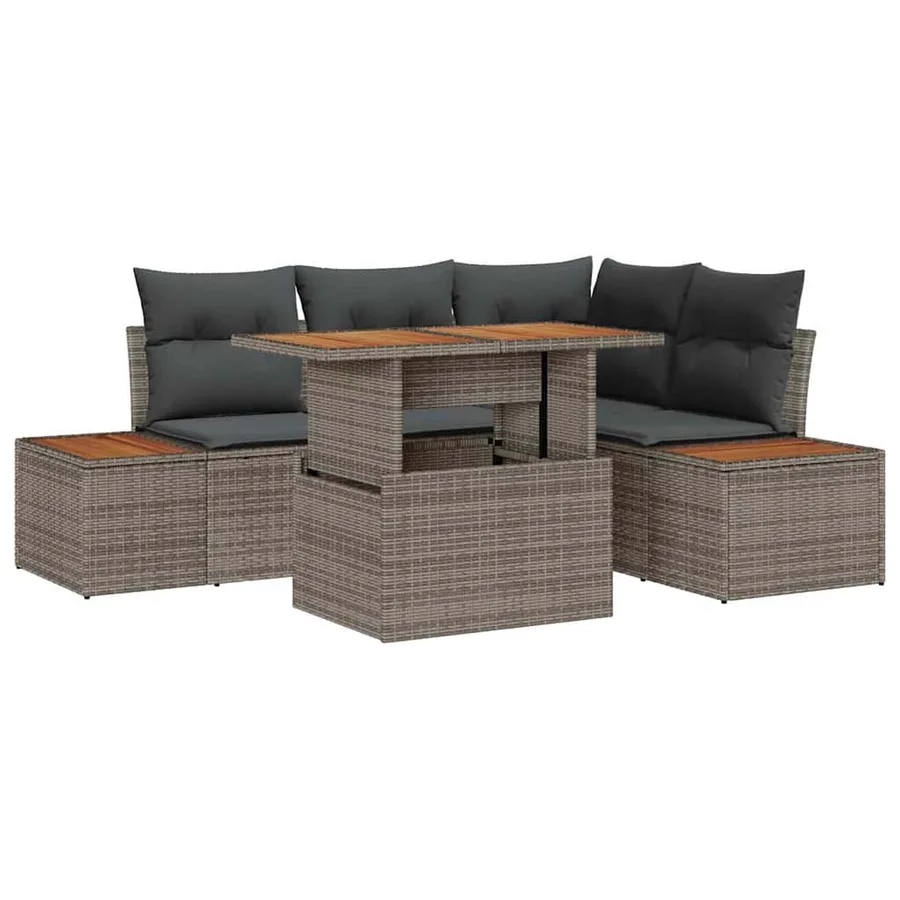 Ensemble de canapé de jardin 5 pcs Gris Poly rotin - 2
