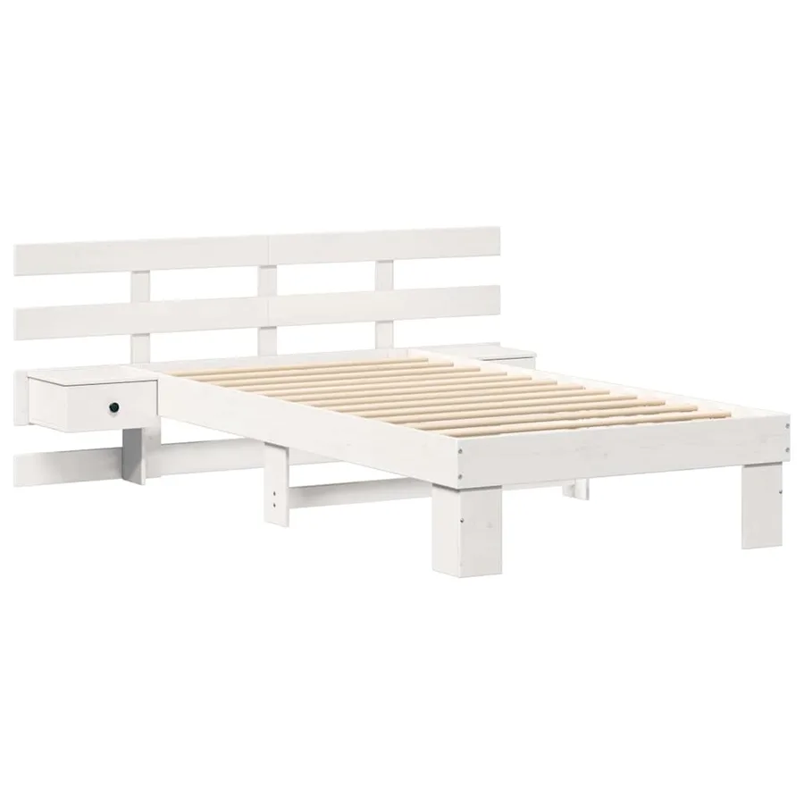 Cadre de lit avec tête de lit Blanc 75 x 190 cm Pin massif - 4