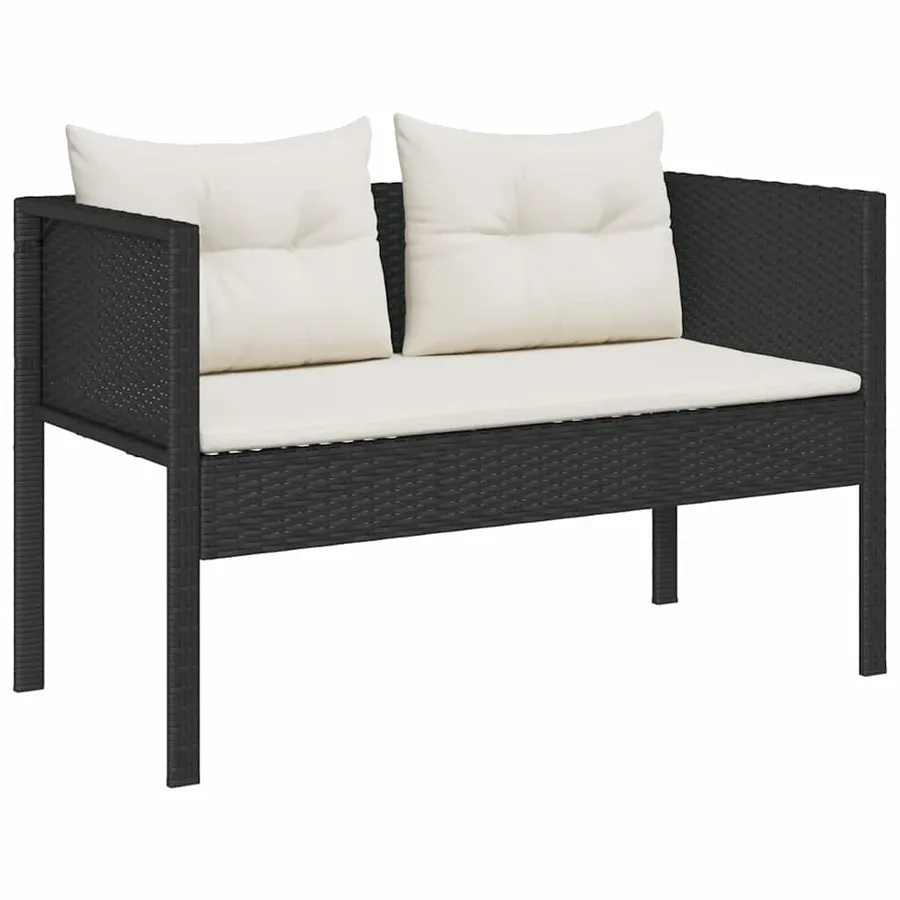 Ensemble de canapé de jardin 6 pcs Noir et Crème polyrotin - 4