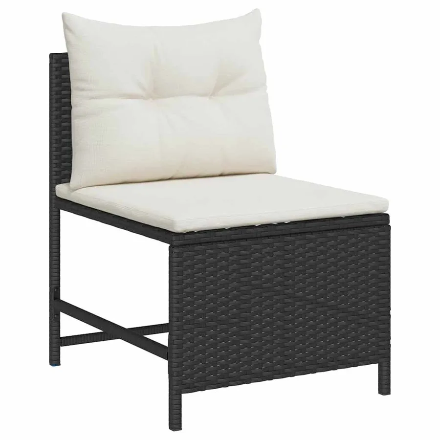 Ensemble de canapé de jardin 6 pcs Noir et Crème polyrotin - 5
