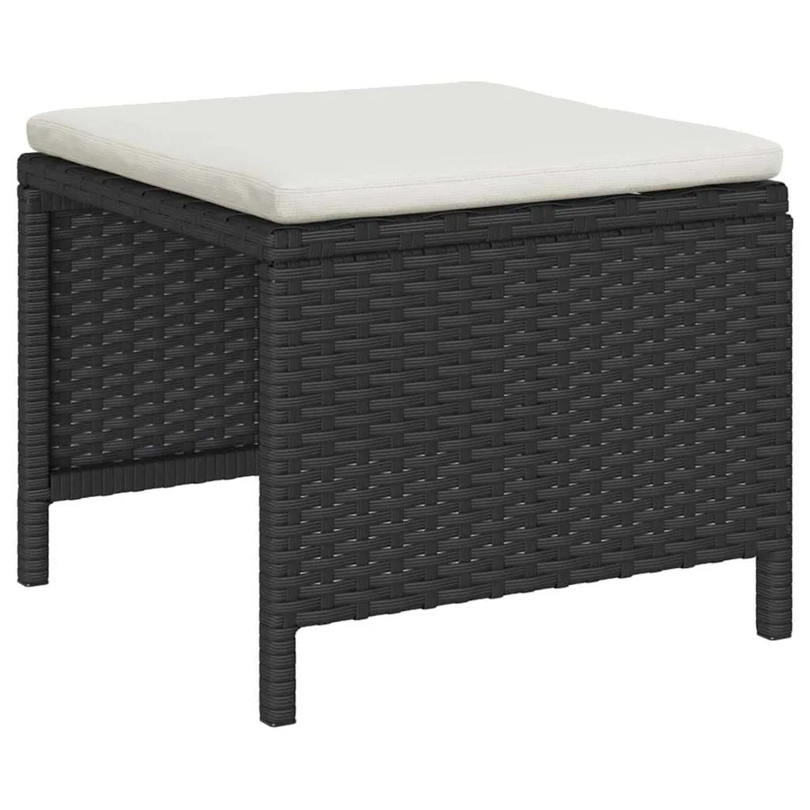 Ensemble de canapé de jardin 6 pcs Noir et Crème polyrotin - 6