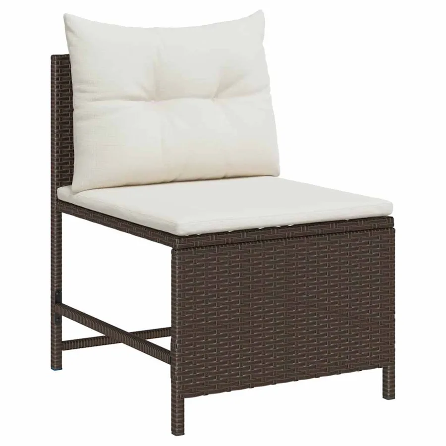 Ensemble de canapé de jardin 6 pcs Marron et Crème polyrotin - 5