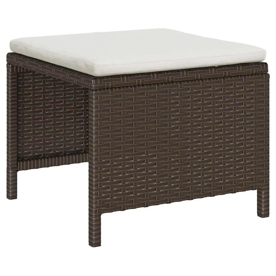 Ensemble de canapé de jardin 6 pcs Marron et Crème polyrotin - 6