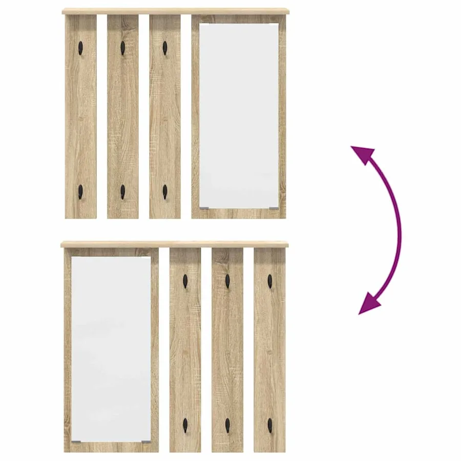 Porte-manteau mural avec étagère Chêne sonoma 84 x 10 x 80 cm - 8