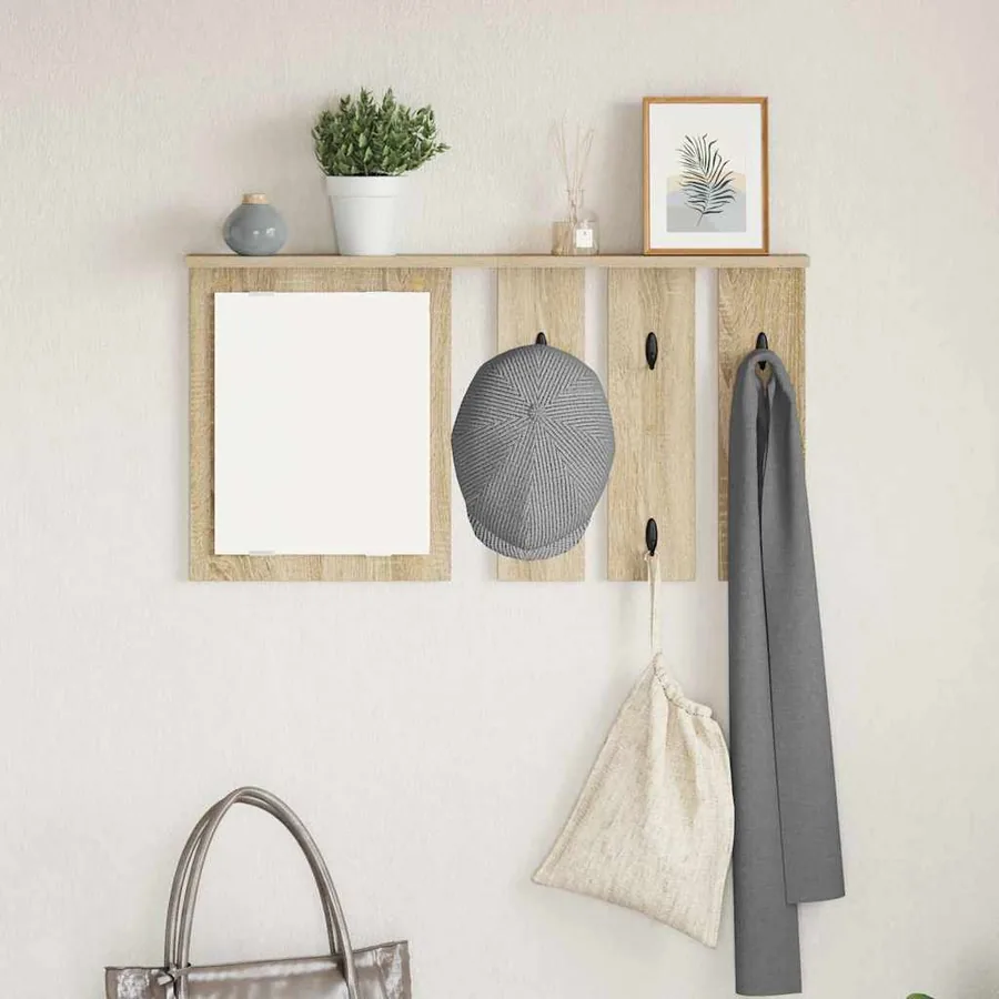 Porte-manteau mural avec étagère Chêne sonoma 85 x 10 x 45 cm