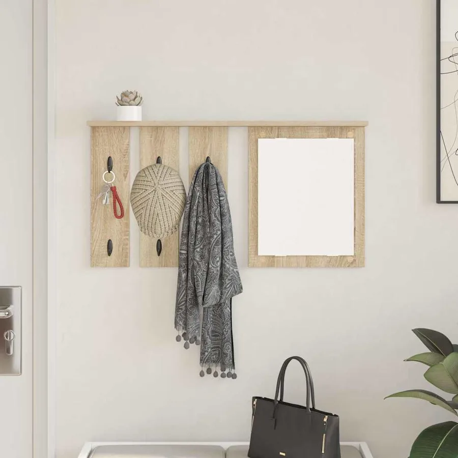 Porte-manteau mural avec étagère Chêne sonoma 85 x 10 x 45 cm - 4