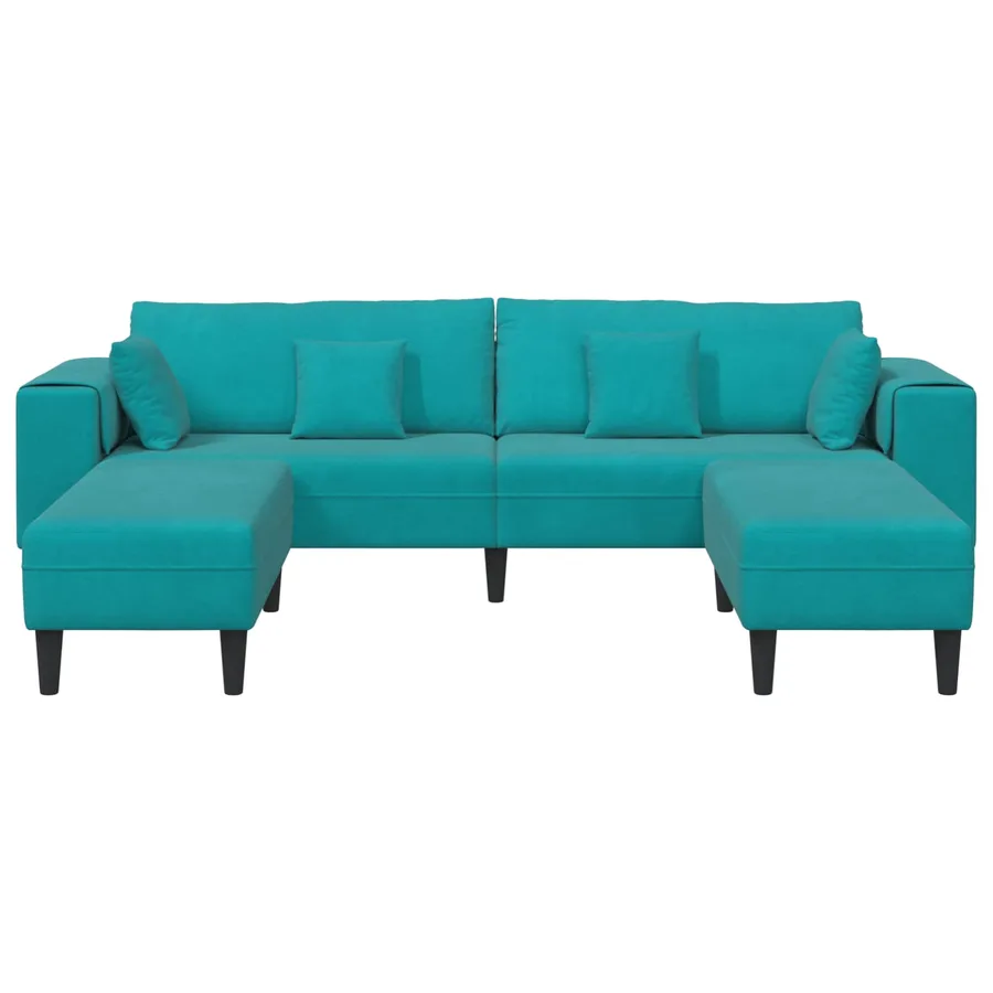 Canapé 3 pcs Turquoise 250 x 188 x 76 cm Velours - 4