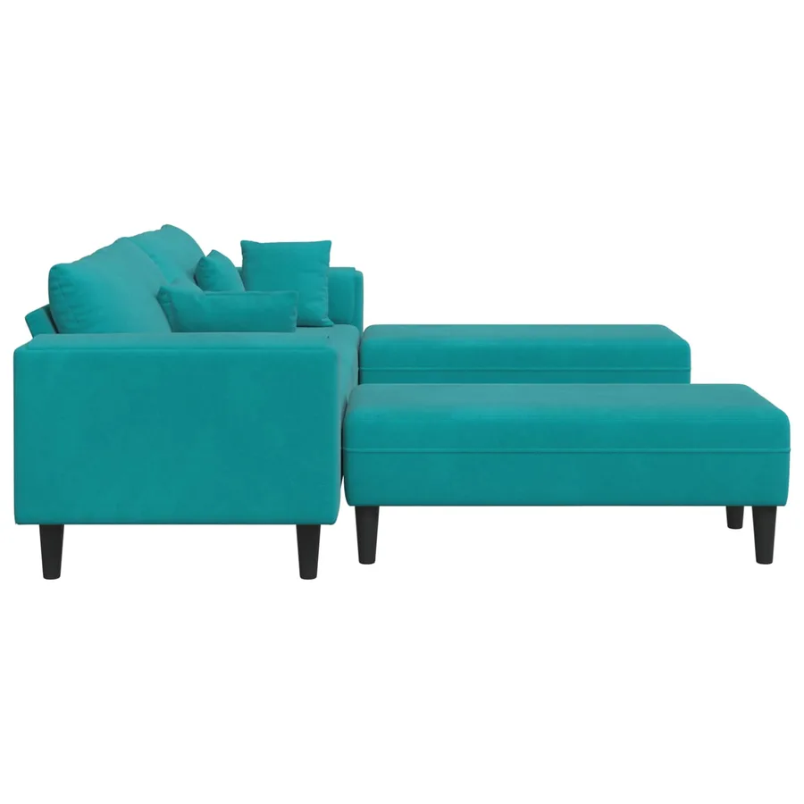 Canapé 3 pcs Turquoise 250 x 188 x 76 cm Velours - 5