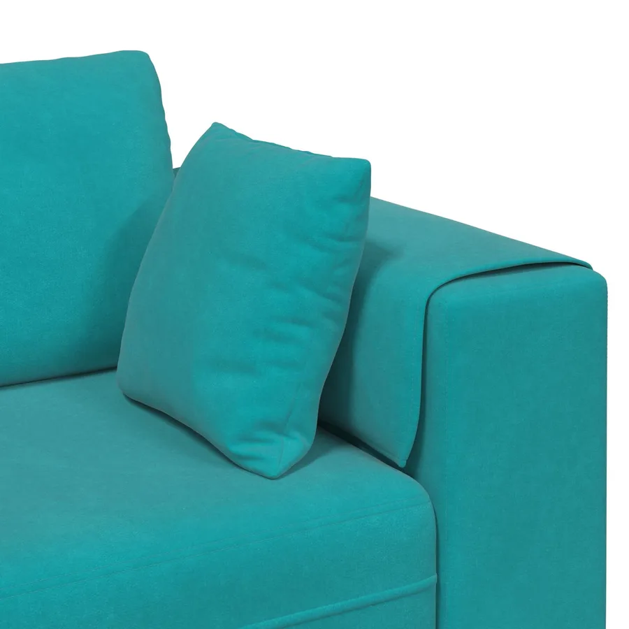 Canapé 3 pcs Turquoise 250 x 188 x 76 cm Velours - 7
